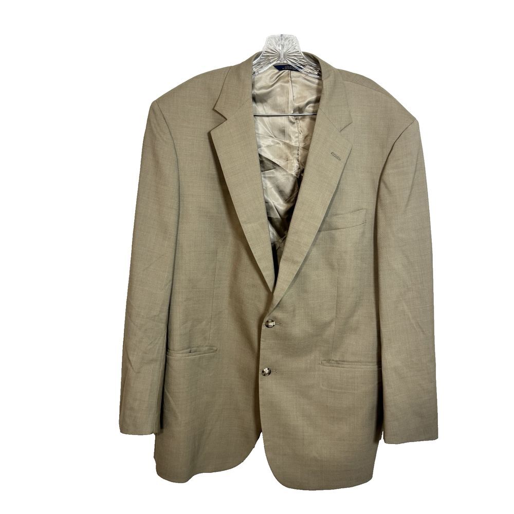 Brooks Brothers Brooksease‎ Mens 100% Wool Beige Blazer Size 45